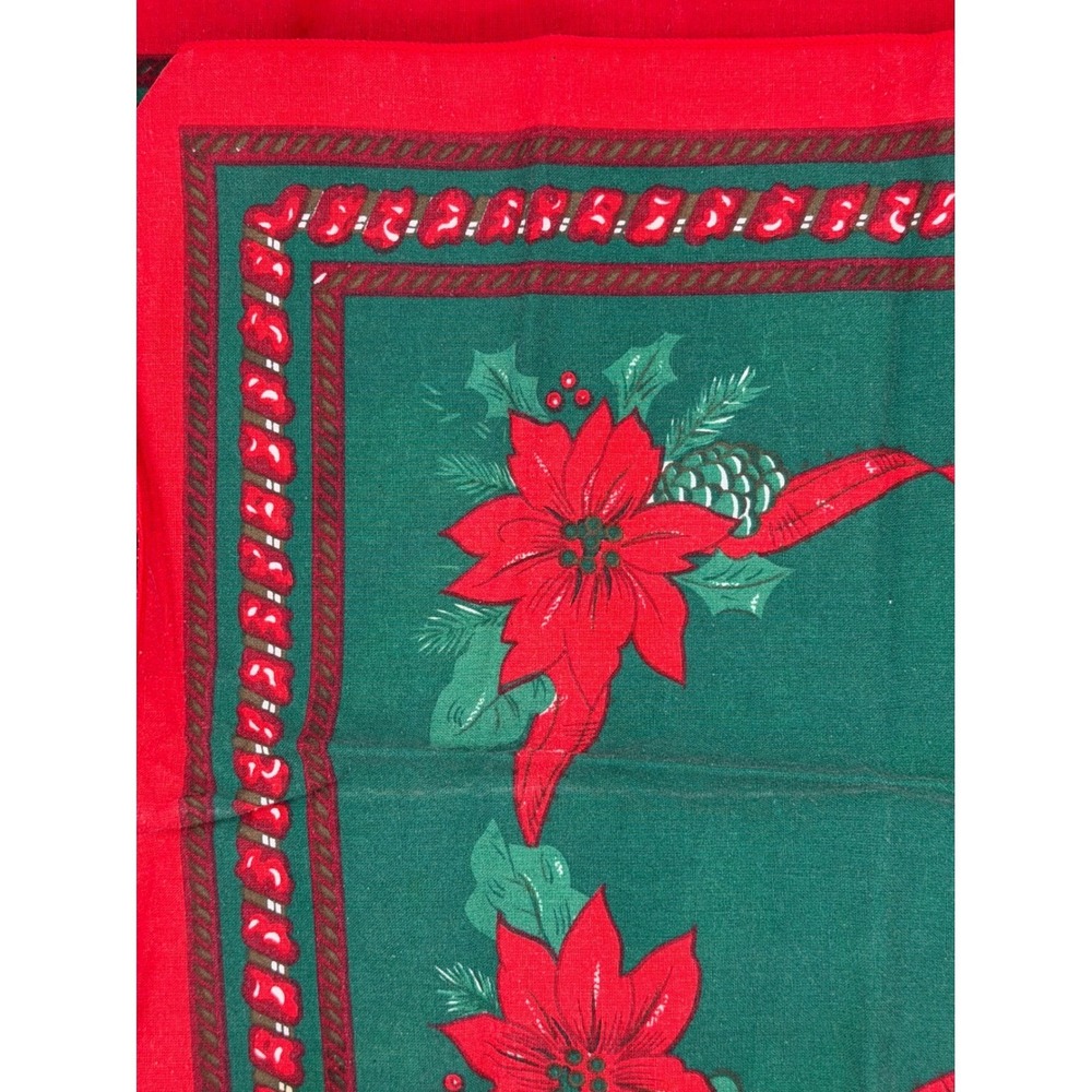 Vintage 90s Christmas Poinsettia Cloth Napkins Set of 4 Red Green Holiday Decor - Picture 2 of 5